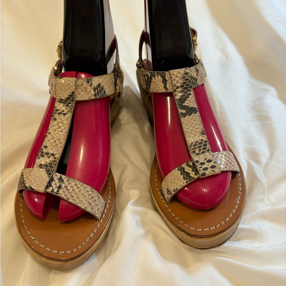 Tory Burch Snakeskin T-Strap Sandals